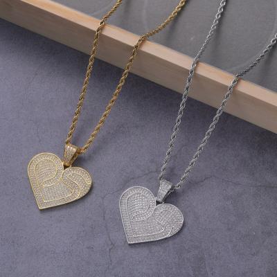 China Hiphop Heart Shaped Full Copper Zirconium Trend Pendant Memory Pave Pendant for sale