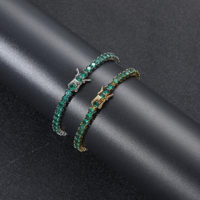 China Green Hiphop 4mm Zirconium Tennis Bracelet Gold Bangle Women Jewelry for sale