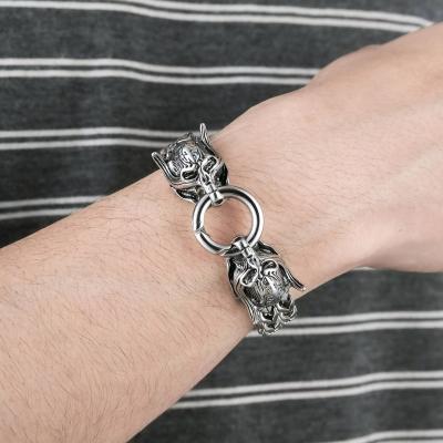 China Monster Skull Bracelet Stainless Steel Punk Casting Titanium Steel Chain Bracelet for sale