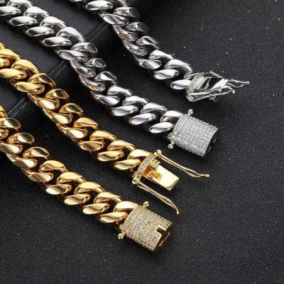 China Clasp Gold Ice Jewelry Punk Circular Cuban Double Sided Chain For Man for sale