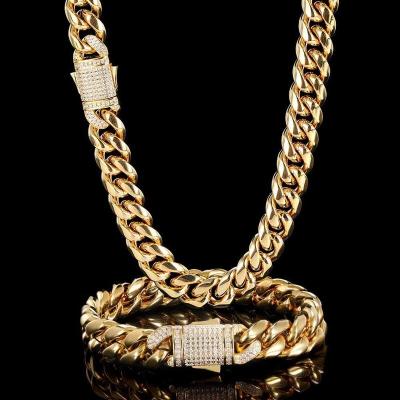 China Hip Hop Punk Chain Clasp Circular Cuban Men's Gold Double Sided Necklace for sale