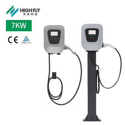 China Highfly EU Warehouse In Stock CE TUV 7KW 32A Type 2 Car EV Charger AC EV Charger Electric EV Charging Station Wall Box for sale