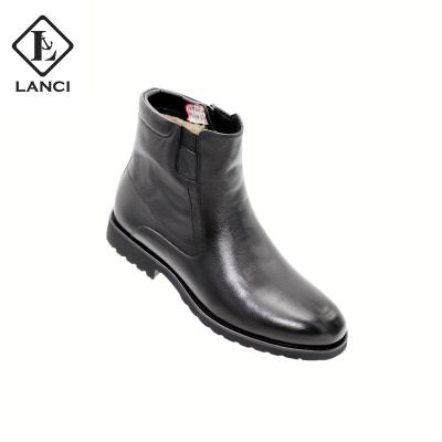 China Wholesale LANCI 2022 Fashion Trend Leather Boots Male Italian Genuine Leather Chelsea Designer Stylish Zipper Rope for sale