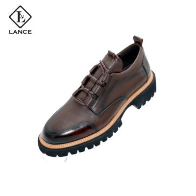 China 1.LANCI Fashion Trend Part Wear Black Genuine Leather Formal Stylish Derby Shoes For Men for sale