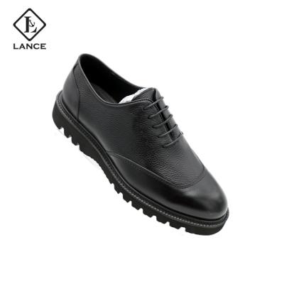 China LANCI Brown Waterproof Original Formal Men's Oxford Office Genuine Leather Shoes for sale