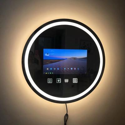 China Modern China Round 900mm LED Mirror Bathroom RK3288 RK3399 Motherboard with 4K OLED Screen Google Voice Magic Mirror for sale