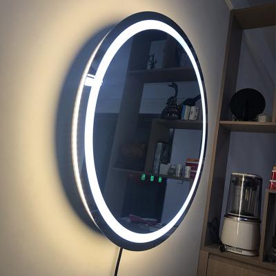 China Modern Customized Bathroom Mirror Hotel Living Room Around Diameter Touch Screen Display Smart LED Backlit Mirror Bathroom for sale