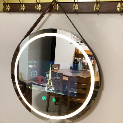 China Illuminated Magic Mirror For Bathroom No Fog Wall Hangable Round Led Mirror With 13.3