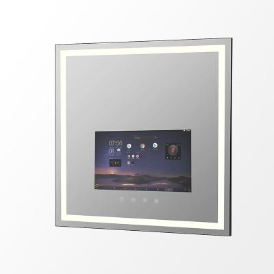 China Illuminated Smart Mirror Touch Screen Square Led Cabinet Wall Mirror Modern Design for sale