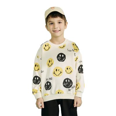 China Unisex fashion breathable base spring Mianzhi face printing soft pattern off the shoulder unisex crewneck oversized sweatshirt for sale