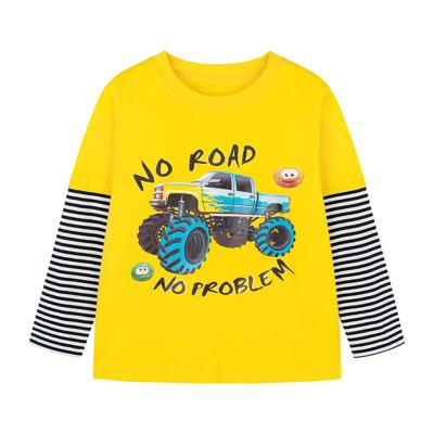 China Fashionable Mianzhi Kids Boys Cotton Patchwork High Quality Breathable Designer Long Sleeve T-shirt For Spring And Summer for sale