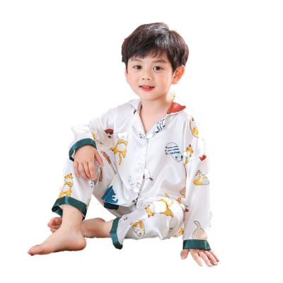 China Wholesale Breathable Soft Skin Friendly Summer Ice Cloth Soft Breathable Cartoon Printed Unisex Pajamas Two Piece Sets for sale