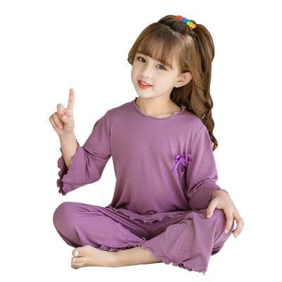 China Design Horn Sleeve Girl 2 PC Sleepwear Soft Elastic Breathable Toddler Pajama Top Set For All Season for sale