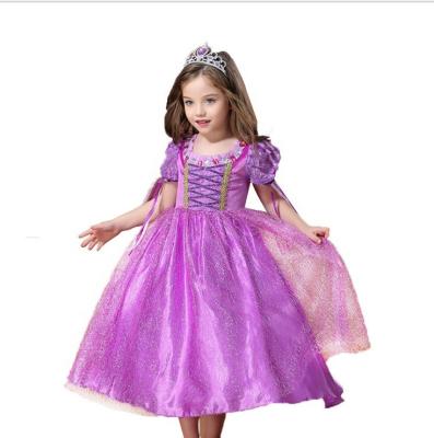 China Viable Style Shiny Short Sleeves Ins Style Blast Mesh Skirt Wedding Party Kids Elegant Sofia Princess Luxury Dress For All Season for sale