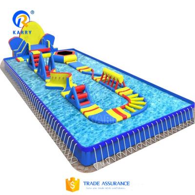 China Amusement Customized Logo Aqua Park Equipment 0.9 Mm PVC Large Inflatable Water Games Floating Water Park for sale