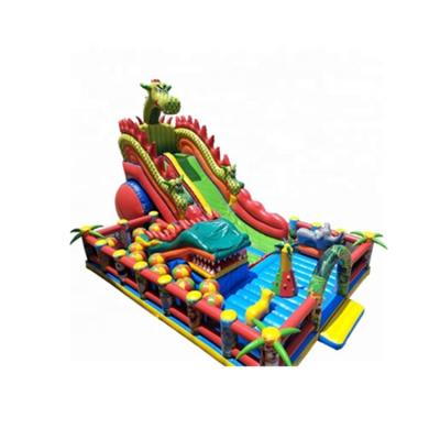 China 2019 Community Center Small Green Dragon Inflatable Bouncy Castle For Kids Popular Inflatable Amusement City for sale