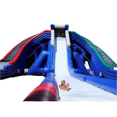 China 0.55mm PVC Tarpaulin Super Giant Inflatable Crush Slip n Slide For Sale Big Bouuncer 3 Lane Inflatable Slide for sale