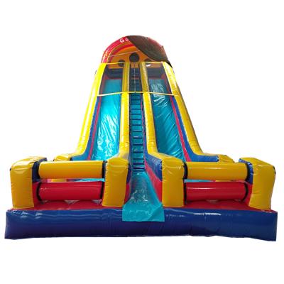 China 0.55mm Plato PVC Tarpaulin Lane Super Inflatable Large Double Lane Dry Colorful Custom Inflatable Slide And Water Slide For Playground for sale