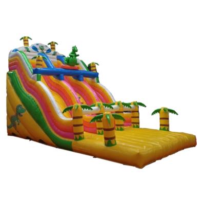 China 0.55mm PVC Tarpaulin 3D Little Dinosaur Inflatable Dry Slide Bounce Double Slide Air Dry Slide For Park for sale