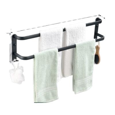 China Aluminium Bathroom Accessories Wall Mounted Towel Rings Black Towel Bar Towel Rack for Bathroom Kitchen Hand Towel Holder Dish Cloths Hanger Wall Mount for sale