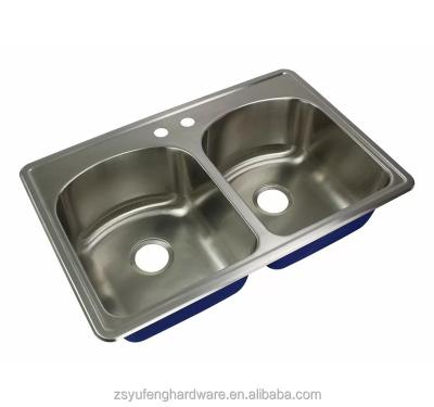 China Without Faucet Popular Kitchen Designs Apartment Size Kitchen Sinks Double Bowl Sink for sale