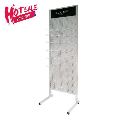 China Retail Shop/Store/Supermarket Cheap Price Pegboard Powder Paint Free Standing Coating Display Stand for sale