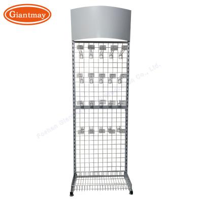 China Retail Store/Store/Supermarket Free Standing Product Metal Wire Grid Mesh Wall Hanging Billboard Holders Stands for sale