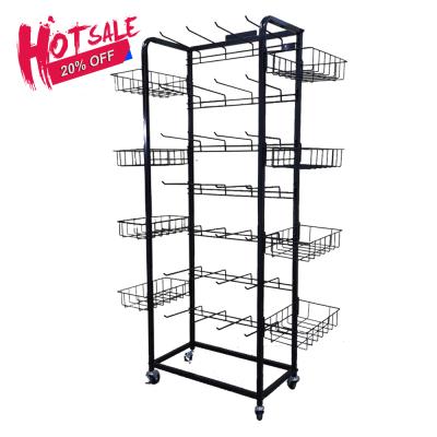 China Easy Assembly Giantmay Suppliers Chinese Potato Chip Display Candy Stand Wire Mesh Basket Shelf for sale