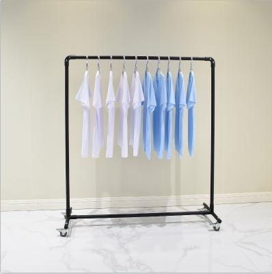 China Giantmay Easy Assembly Fabric Shop Steel Black Cloth Rack With Wheels Hanger Rack For Clothes for sale