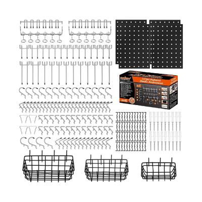 China Retail industry contains 81pcs accessories 4 small pegboard wall mount black pegboard hook to organize various tools for sale