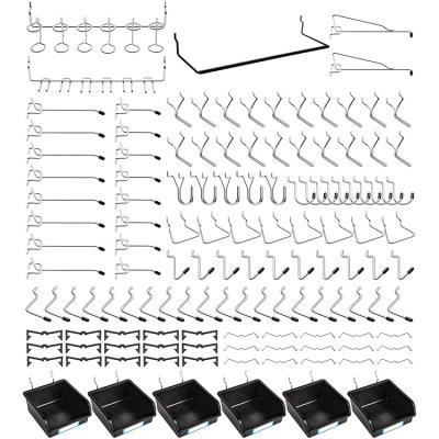 China Retail Industry Nail Board Hang 16 Different Types Shelves Double Arm Pegboard Hooks For Organizing Various Tools for sale