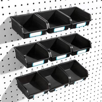 China 16 Pack Modern Black Peg Board Hooks Storage Pegboard Bins for Organizing Various Items for sale