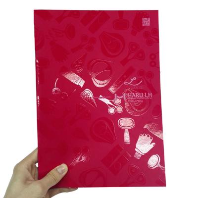 China paper & A4 carton size cheap price red spot saddle stitch beauty apparatus book/brochure/magazine UV binding softcover printing for sale