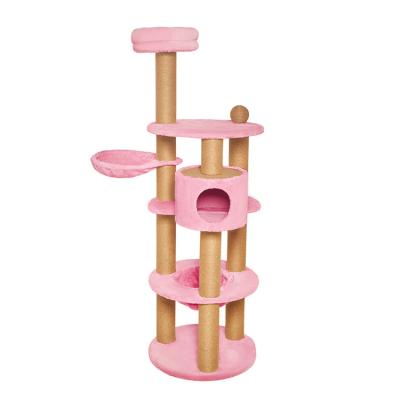 China 2022 New Viable Manufacturers Wholesale Multi Level High Quality Cat Tree Climbing Frame Modern Sisal Pet Sisal And Plush for sale