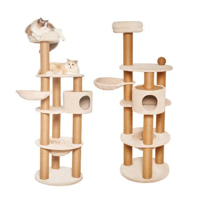 China Wholesale 2022 Viable Cat Climbing Frame Sisal Rope Cat Tree Luxury Pet Climbing Tower with Shelf for sale