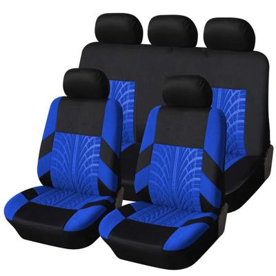 China New Luxury Car Interior Accessories Polyester Embossed Car Seat Covers Full Set Breathable Protector for sale