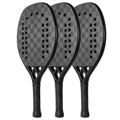 China Ama Sport 18K Carbon Beach Games EVA Beach Tennis Racket Obvious Black With Sand Grit Face for sale