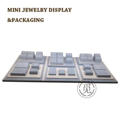 China OEM+ODM+Wholesale Beige Gray Suede Jewelry Earring Necklace Earring Jewelry Stand Display Sets for sale