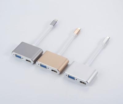 China Portable Design Type C Adapter Converter With Type C To HDMI Female And VGA Female for sale