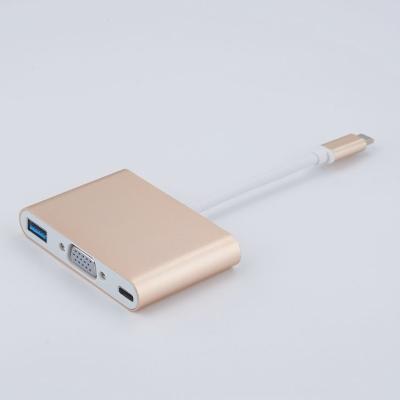 China Multi Function Type C Adapter Converter With TYPE-C TO VGA Female / USB 3.0 / PD for sale