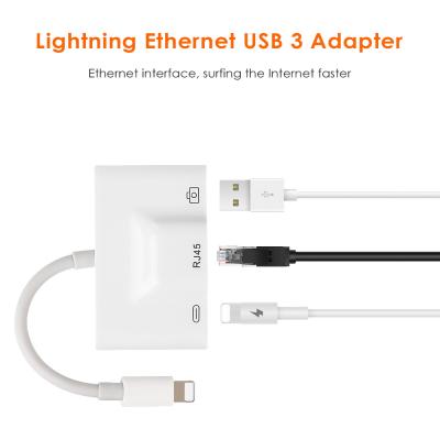 China Portable Lightning Adapter Converter , Lightning To Usb 3 Ethernet Camera Reader for sale