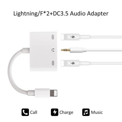 China Music And Charger Lightning Adapter Converter 3 In 1 Converter Cable Connector For Iphone 8 X for sale