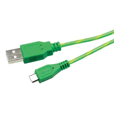 China Grünes Mikro-Aufladungskabel USBs, Usb zu Mikroumsponnenem Kabel usb für Telefon zu verkaufen