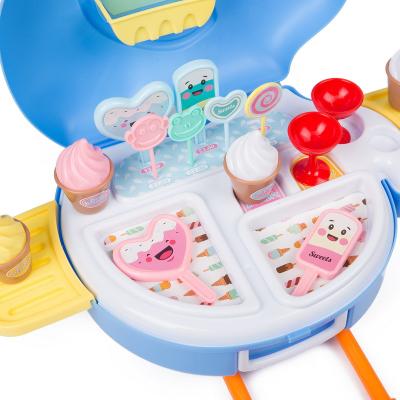 China Portable Plastic Simulation Elephant Cart Ice Cream Play Set Kitchen Cooking Tool for Kids for sale