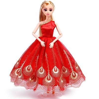 China Plastic dress up play set DIY long hair solid body flexible joint dolls barbies for toddler for sale