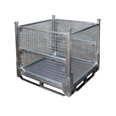 China Durable Logistics Equipment Storage Collapsible Stillage Mesh Cages With Standard Zinc-Galvanized Plated Finish for sale