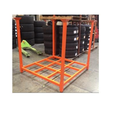 China Durable 2022 Popular Heavy Duty Metal Courier Pallet Tire Rack Warehouse Stacked Tire Storage Rack for sale