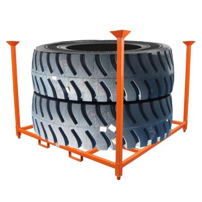 China Durable 2.0mm Steel Q235 203*203cm Online Wholesale Truck Tire Stacking Rack Otr Tire Storage Racks for sale