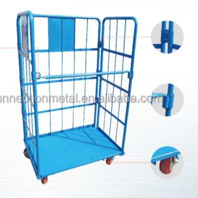 China Durable Bargain Price Wire Mesh Warehouse Roll Cage Container Roll Cart Logistics Warehouse Cart for sale