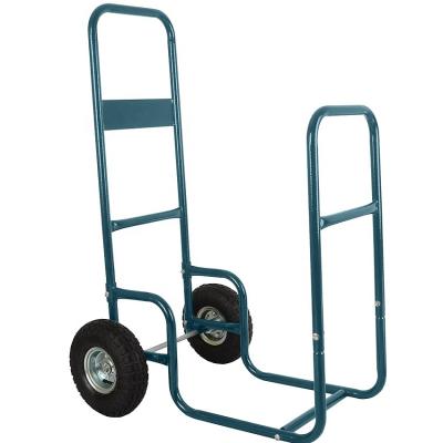 China Factory Wholesale Price Firewood Storage Carrier Indoor Outdoor Heavy Duty Steel Cart with 2 Wheels Pneumatic OEM for sale